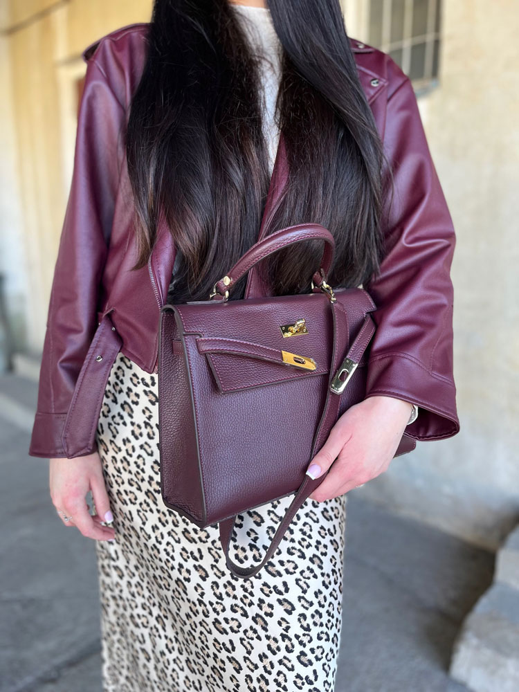 Bordová kožená aktovka Laura Biaggi DX-TS11-241-bordo