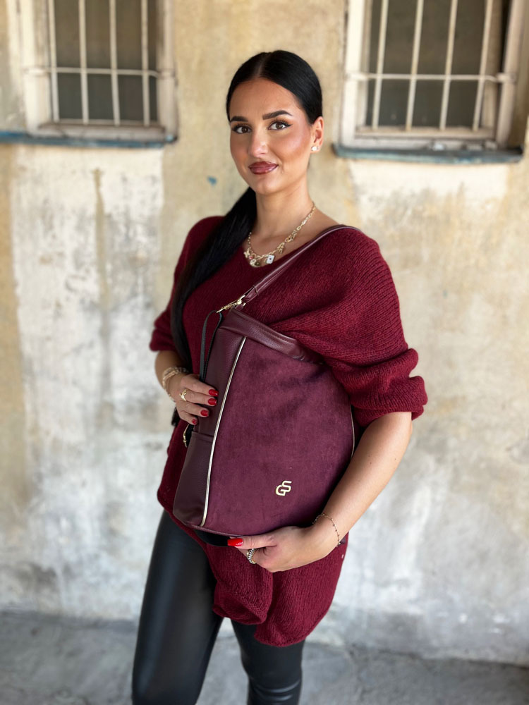 Bordová kabelka na rameno GROSSO GS-3779-bordo