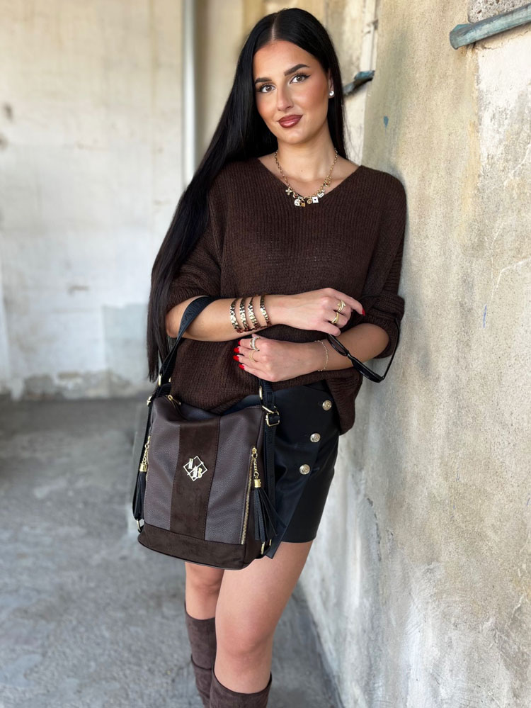 Tmavohnedá kabelka / vačok Laura Biaggi DX-322184-chocolateZAM