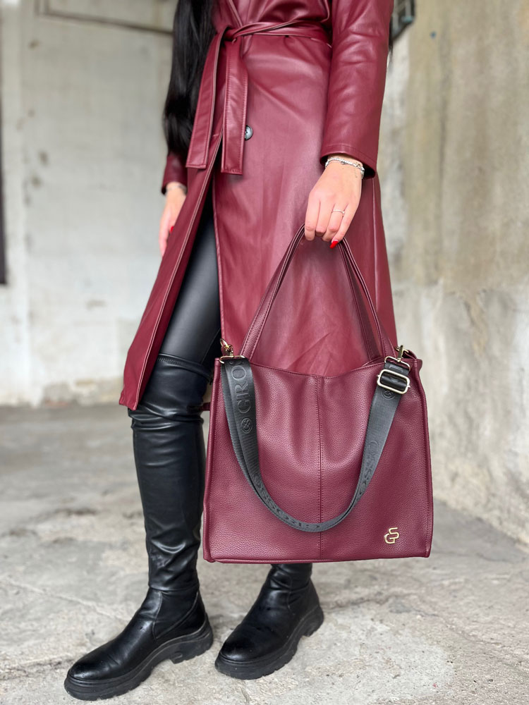 Dámska kabelka na rameno GROSSO bordová