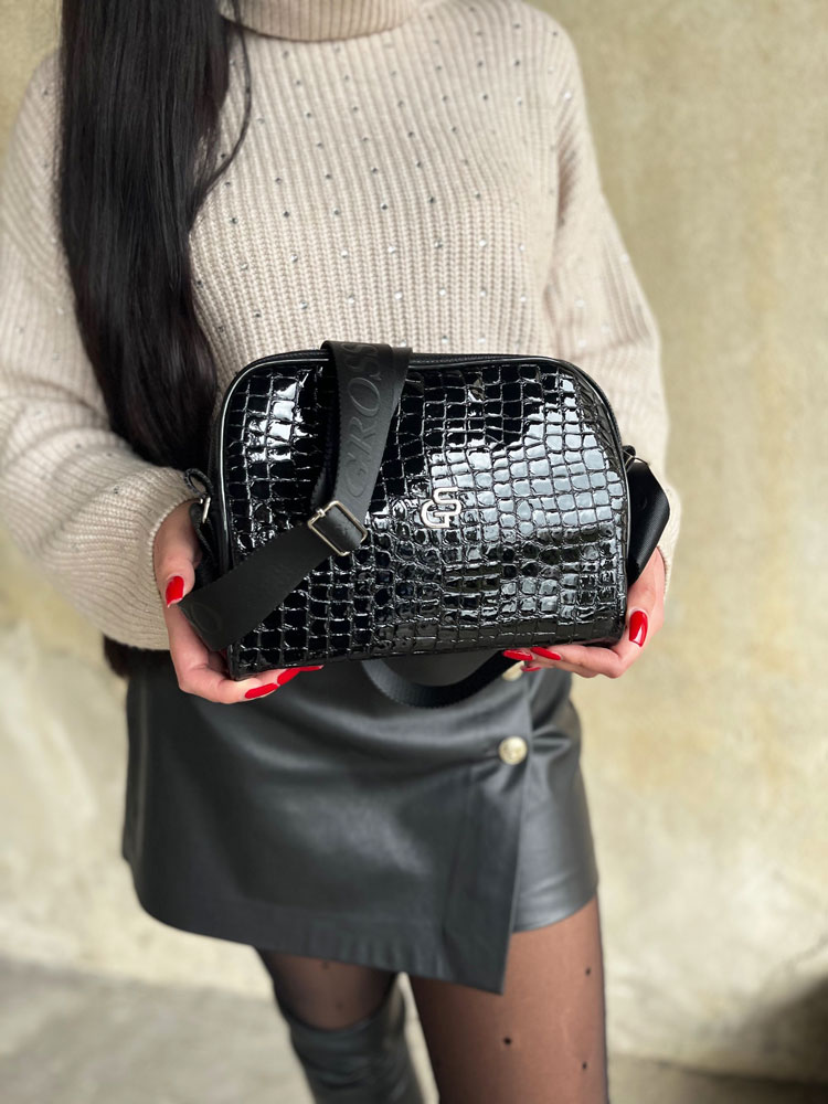 Čierna crossbody GROSSO GS-77-blackKROKO