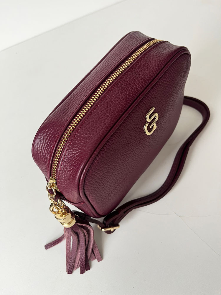 Bordová kožená crossbody kabelka GROSSO GS-4023-bordo