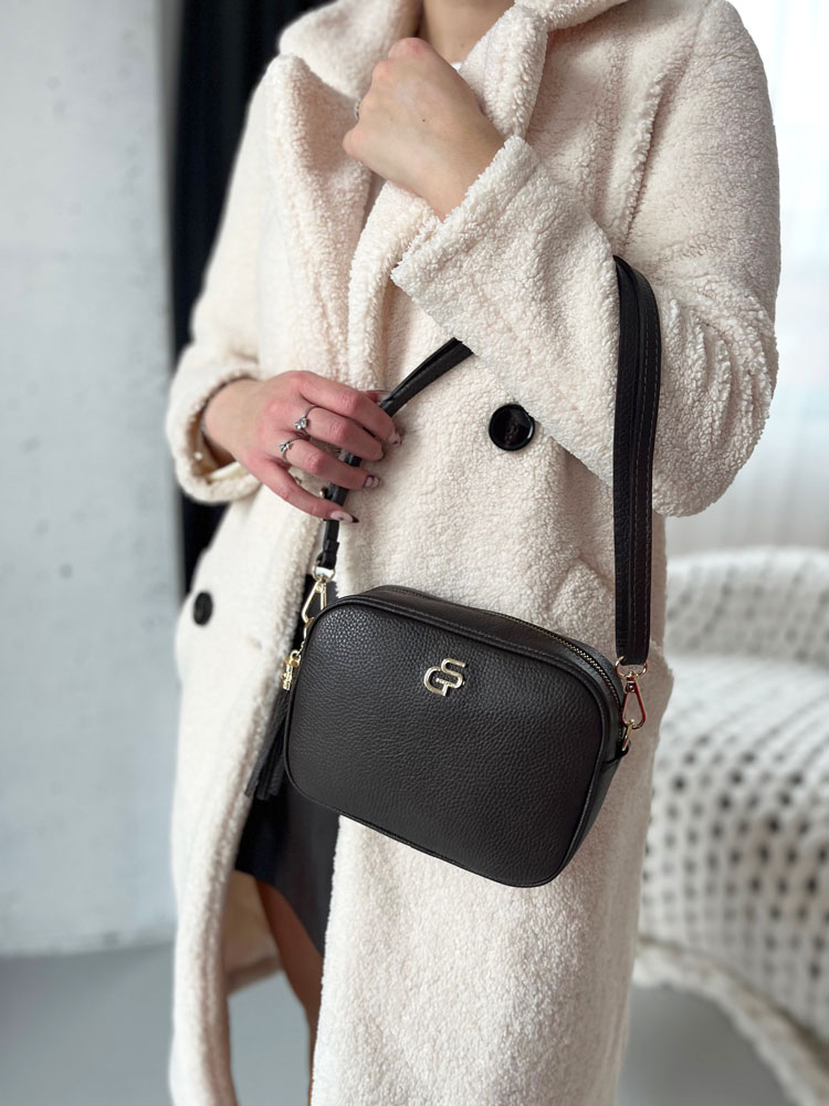 Tmavohnedá kožená crossbody kabelka GROSSO GS-4023-choco