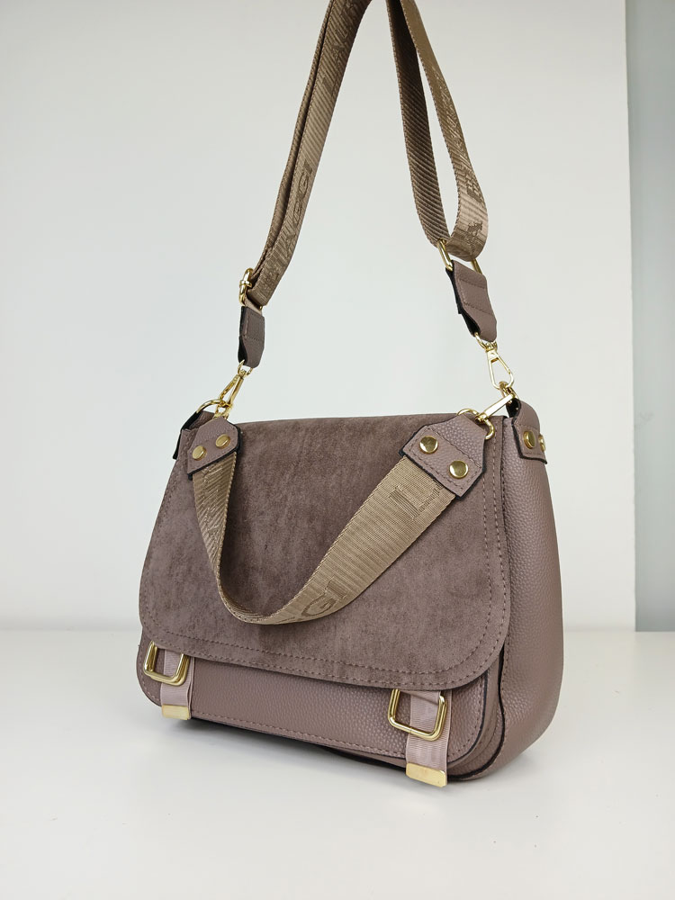 Hnedosivá crossbody kabelka Laura Biaggi