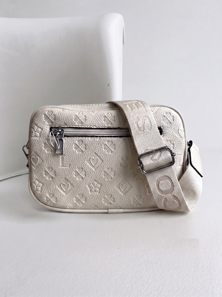Praktická béžová crossbody kabelka s priehradkami