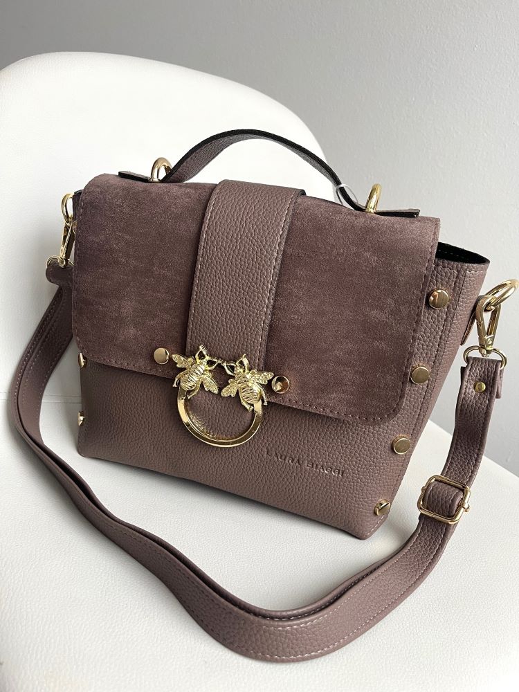 Hnedosivá crossbody kabelka Laura Biaggi DX-JS104-fango