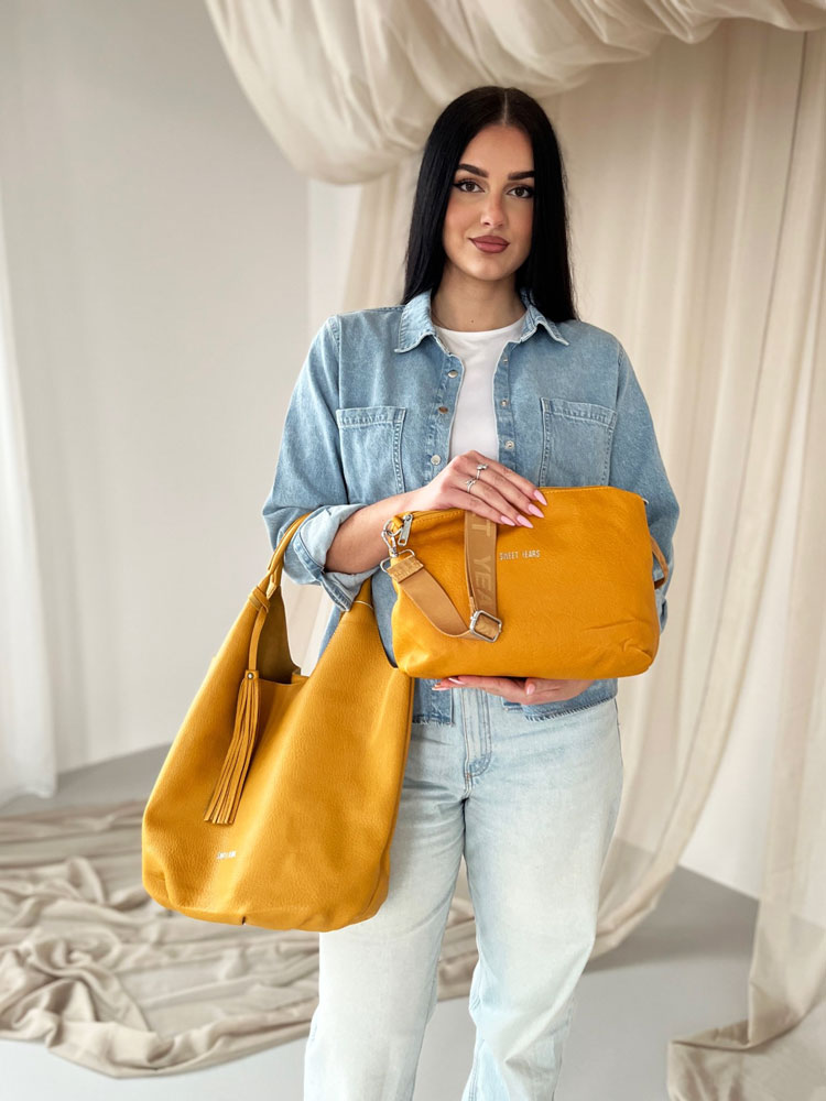 Žltá kabelka na rameno 2v1 WSY268-16-yellow