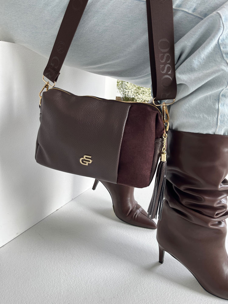 Čokoládová crossbody kabelka GROSSO GS-3171-choco