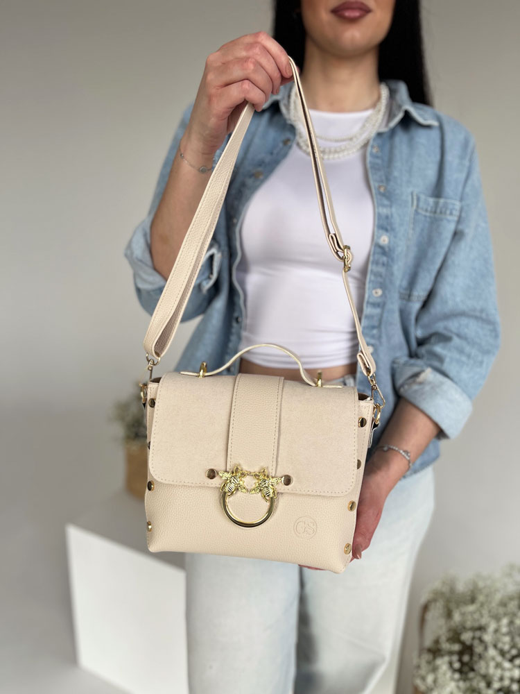 Béžová kabelka GROSSO GS-104-beige