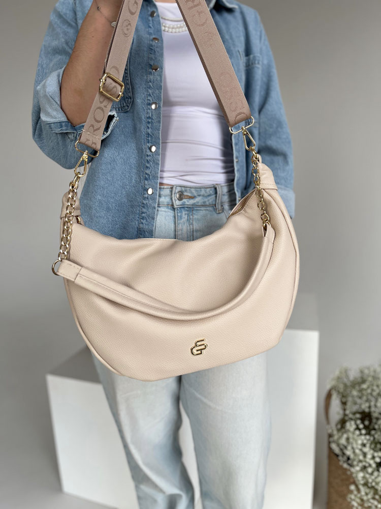Béžová kabelka na rameno GROSSO GS-4008-beige