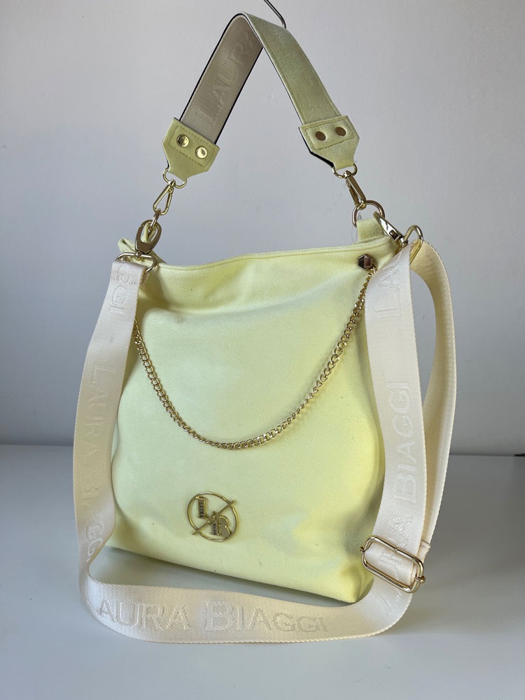 Dámska kabelka na rameno Laura Biaggi žltá semišová