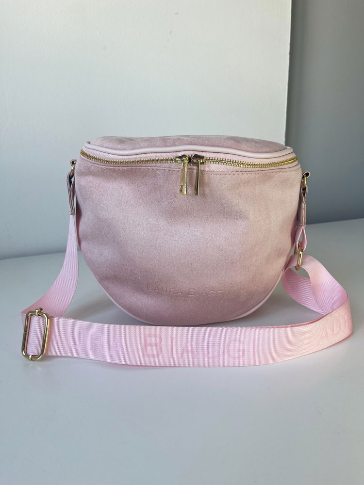 Crossbody kabelka Laura Biaggi ružová semišová