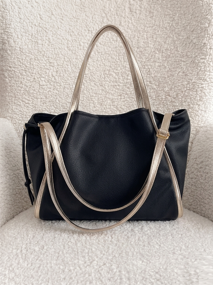 Čierna kabelka na rameno 2v1 GROSSO GS-3900-black/gold