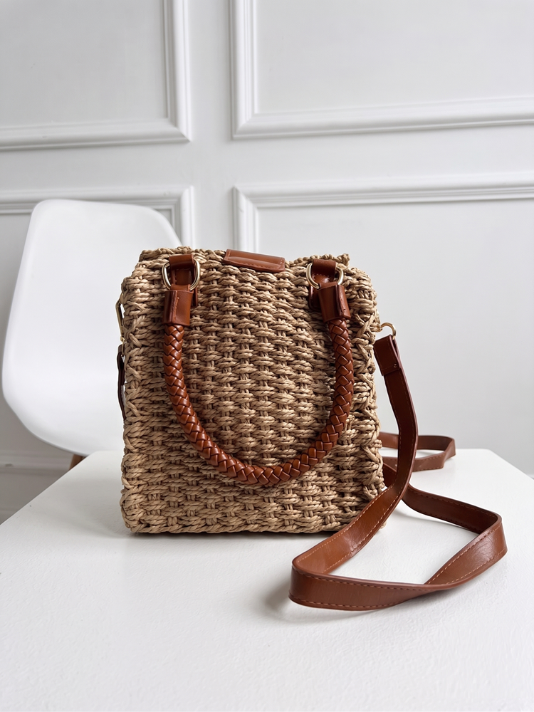 Slamená kabelka do ruky a crossbody MONNARI hnedá štýlová