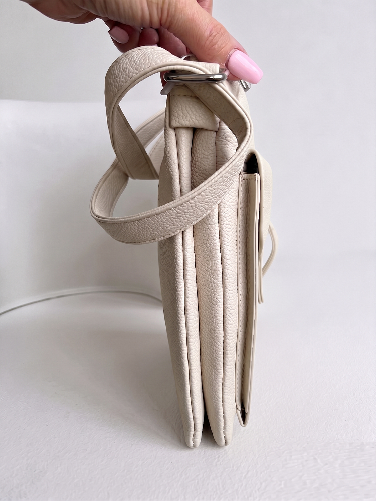 Praktická béžová crossbody kabelka s priehradkami a vreckami
