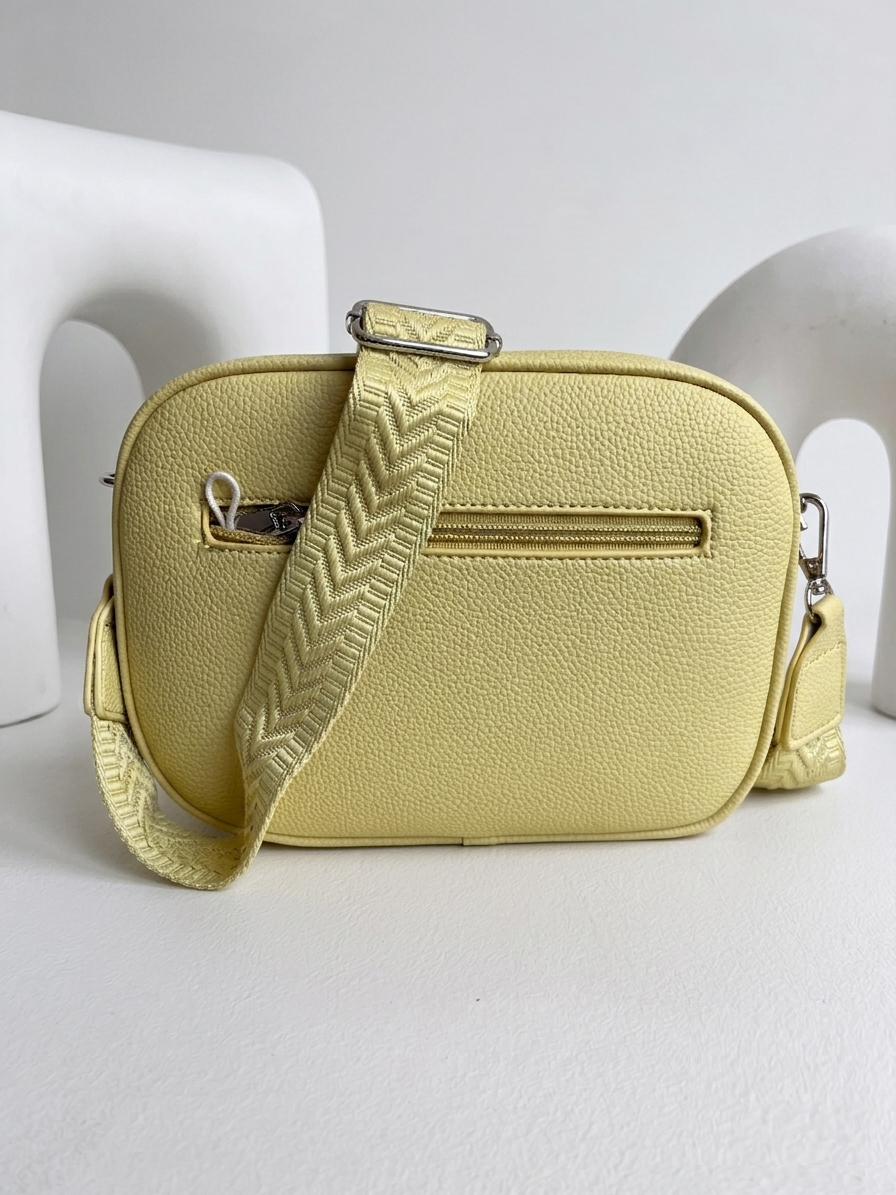 Praktická žltá crossbody kabelka s dvoma priehradkami