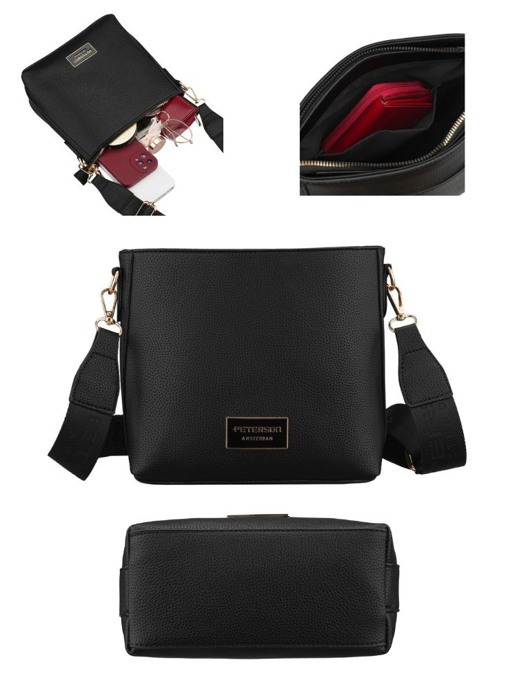 Čierna crossbody kabelka Peterson – praktická basic kabelka na každý deň
