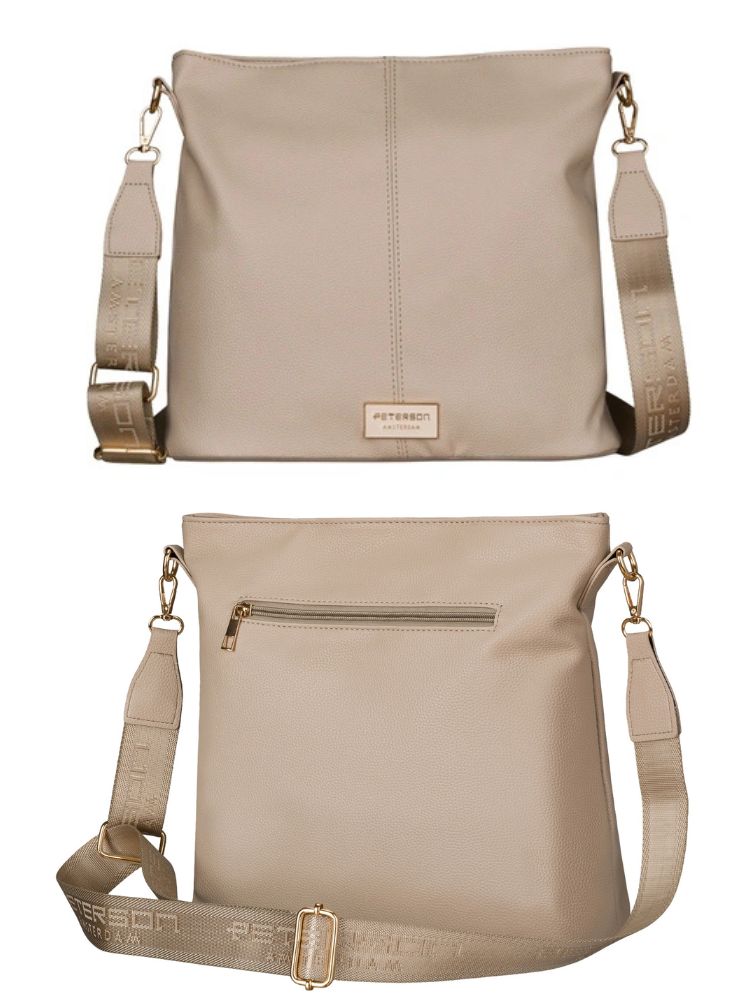 Veľká béžová crossbody Peterson s deleným vnútrom - elegantná a praktická