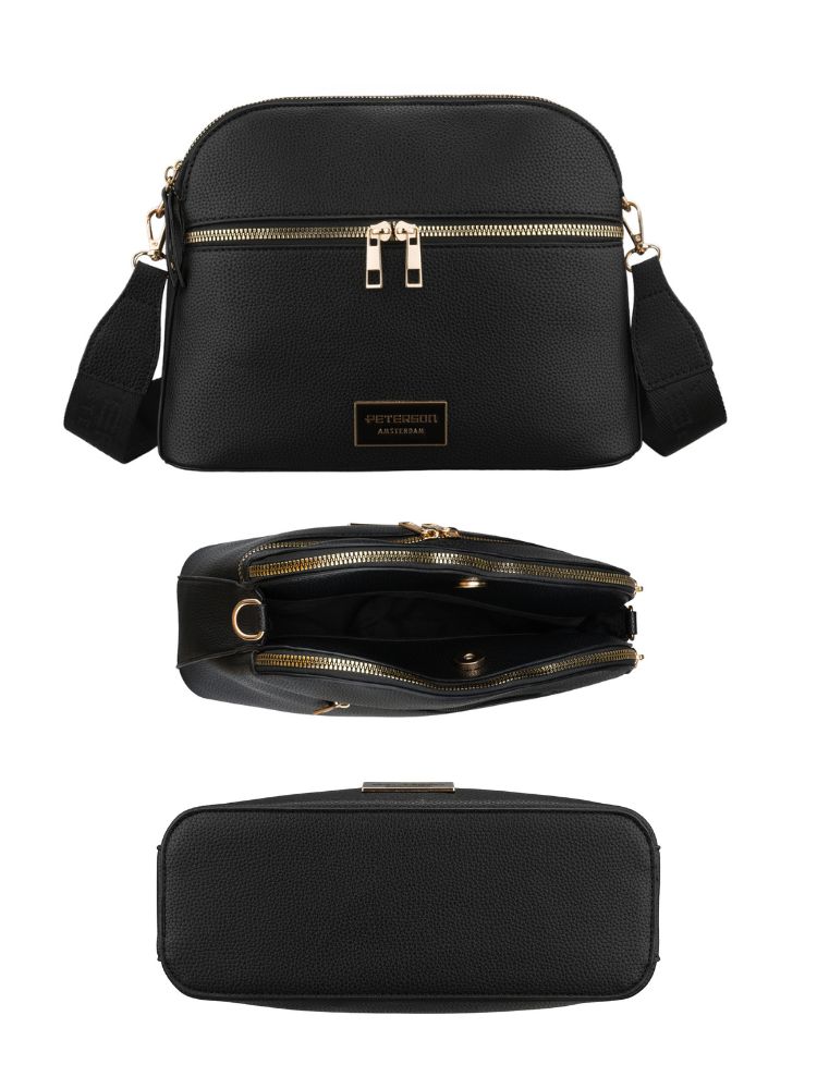 Čierna crossbody kabelka – elegantná. priestranná a dokonale organizovaná