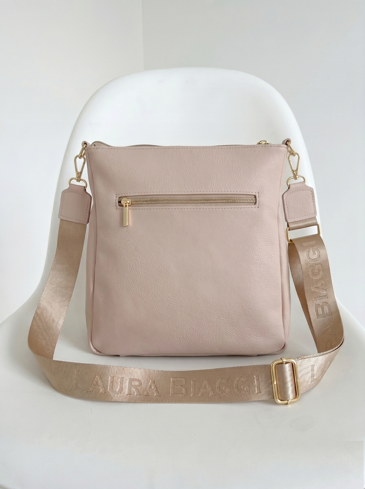 Béžová crossbody kabelka Laura Biaggi – veľká kabelka do mesta