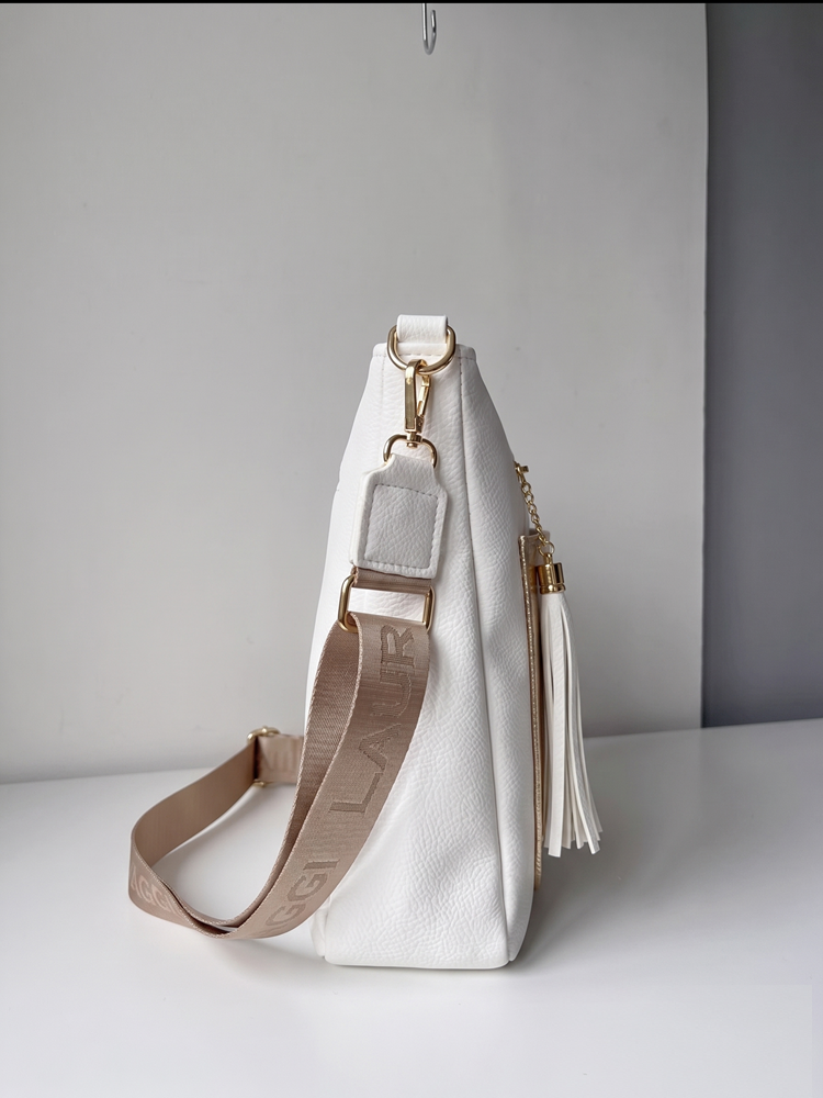 Bielo-zlatá crossbody Laura Biaggi – veľká kabelka do mesta