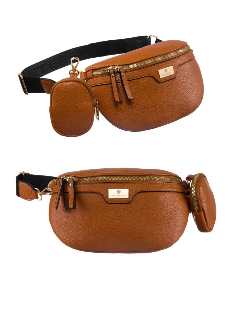 Hnedá crossbody kabelka a ľavinka v jednom Peterson