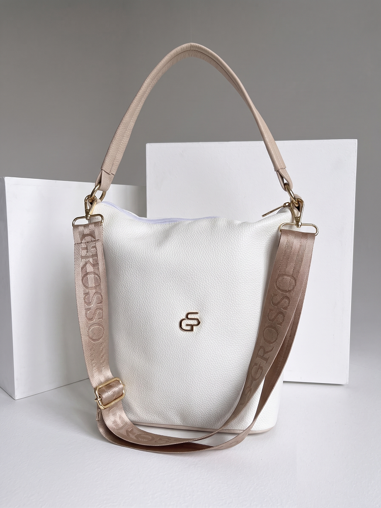 Biela crossbody kabelka s 2 ramienkami Grosso– na rameno aj crossbody