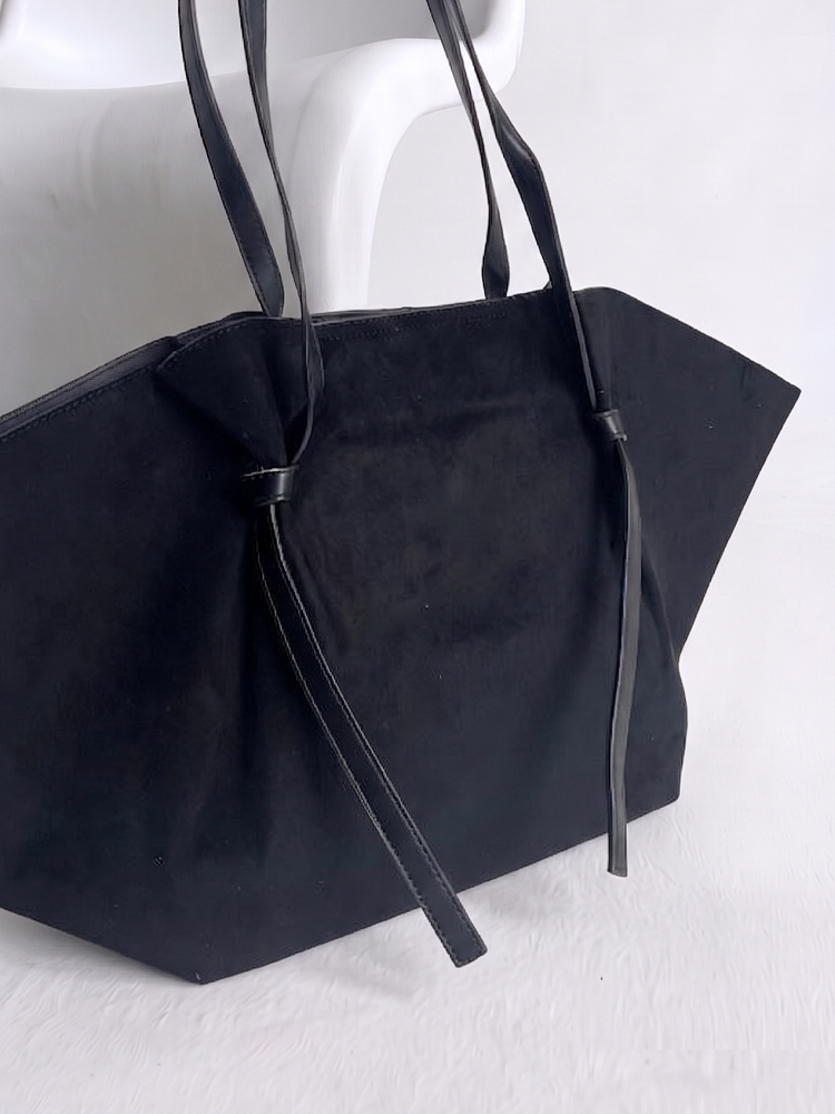 Shopper kabelka na rameno 2v1 v štýle Poléne čierna semišová