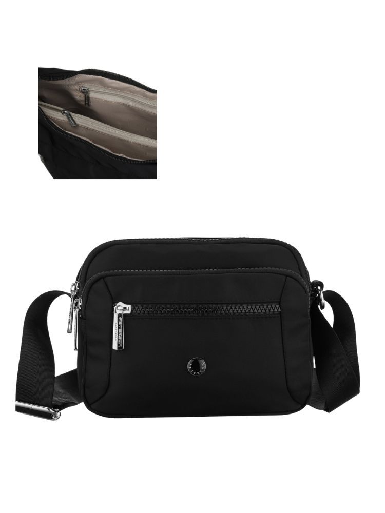 Nylonová crossbody – s 3 priehradkami, praktická na cestovanie
