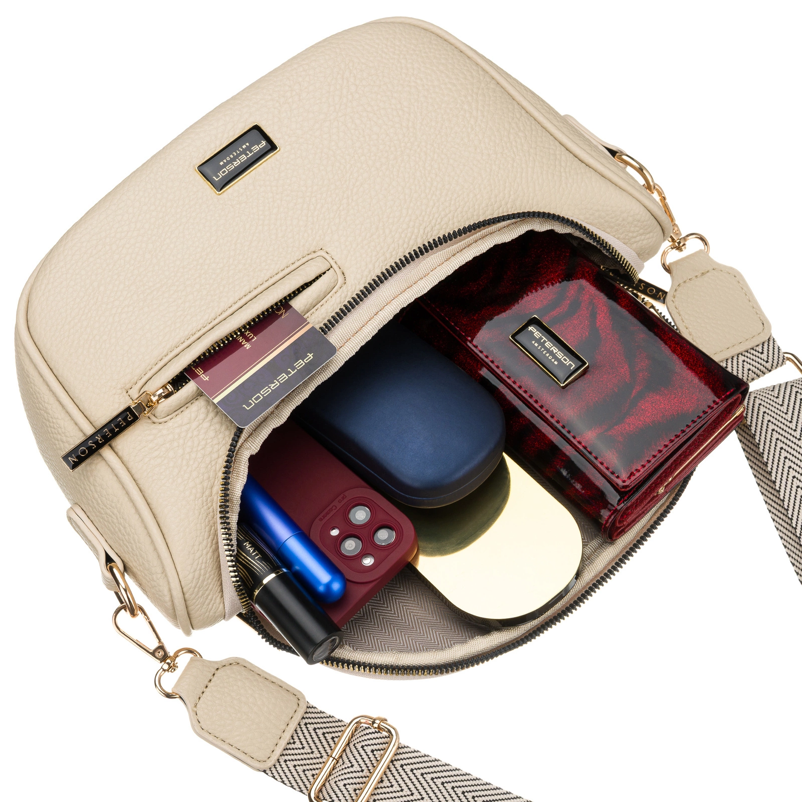 Béžová crossbody kabelka Peterson – praktická basic kabelka na každý deň
