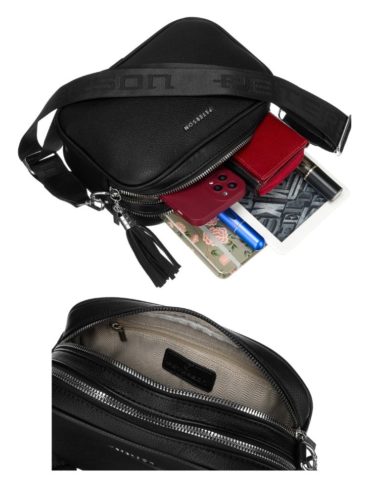 Čierna crossbody kabelka s deleným vnútrom Peterson