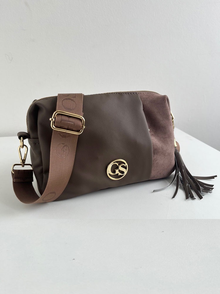 Hnedosivá crossbody kabelka GROSSO - praktická na každý deň