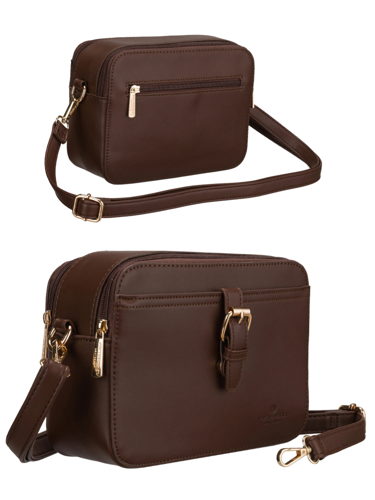 Čokoládová crossbody kabelka – elegantná s deleným vnútrom