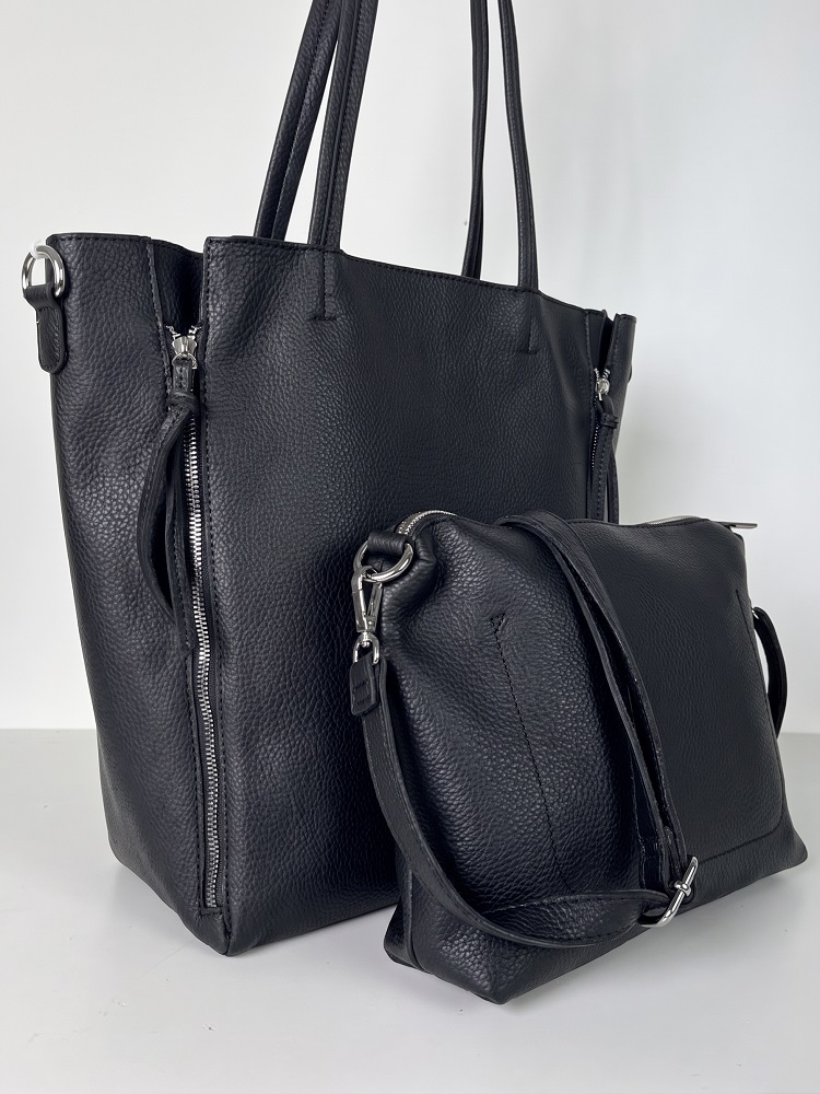 Čierna kabelka na rameno 2v1 s crossbody - A4