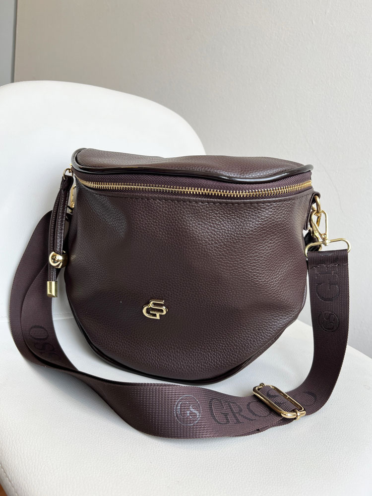 Čokoládová hnedá crossbody Grosso s vymeniteľnými popruhmi