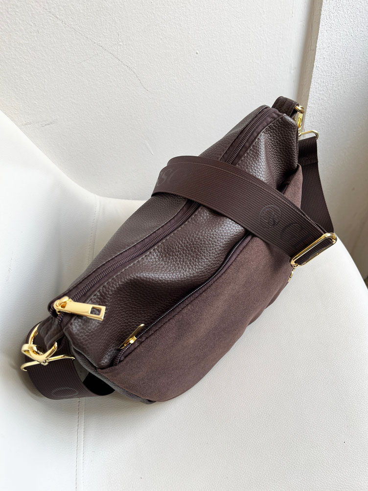 Čokoládová dámska crossbody GROSSO semišová