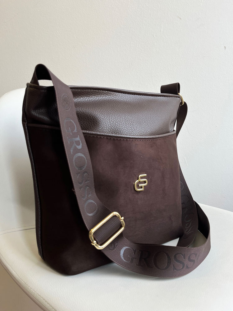 Čokoládová crossbody kabelka GROSSO - veľká a praktická