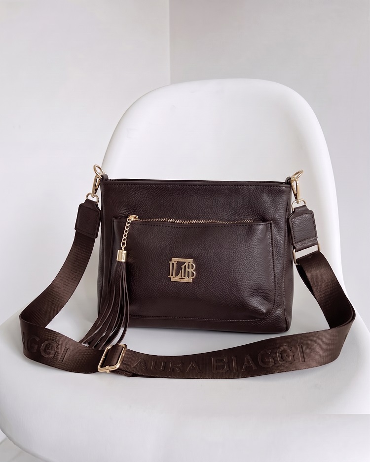 Čokoládová crossbody kabelka Laura Biaggi – praktická na každý deň