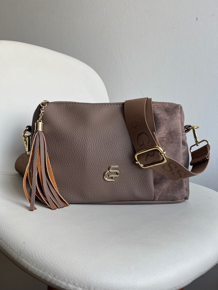 Hnedosivá crossbody kabelka GROSSO - praktická na každý deň