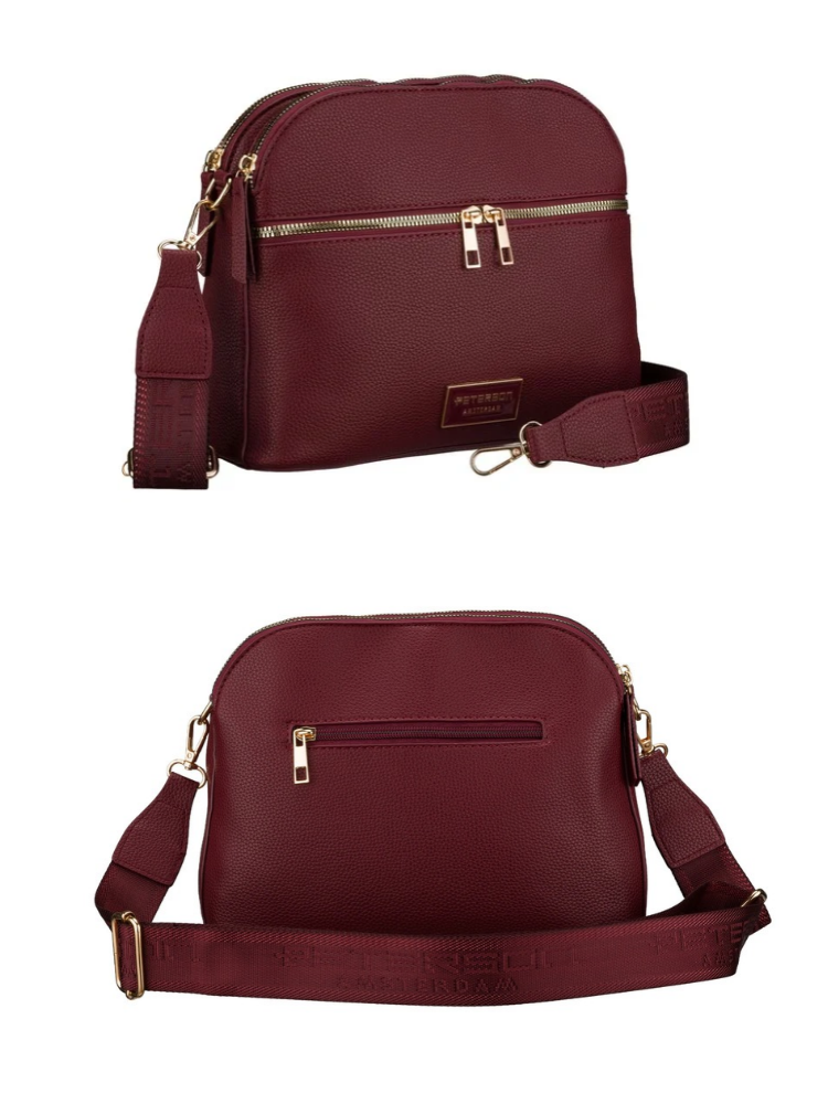 Bordová crossbody kabelka – elegantná. priestranná a dokonale organizovaná