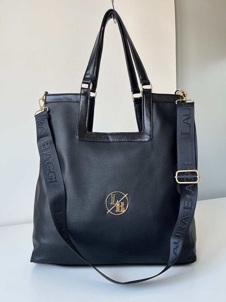 Veľká shopper kabelka na rameno Laura Biaggi - čierna A4