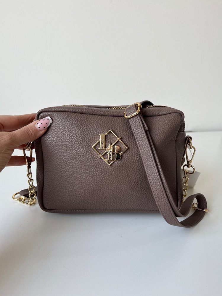 Hnedosivá crossbody Laura Biaggi s deleným vnútrom