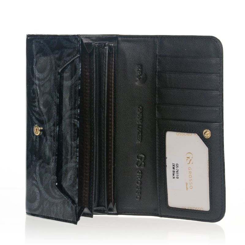 Dámska lakovaná kožená peňaženka GROSSO GS-76110-JXW-black