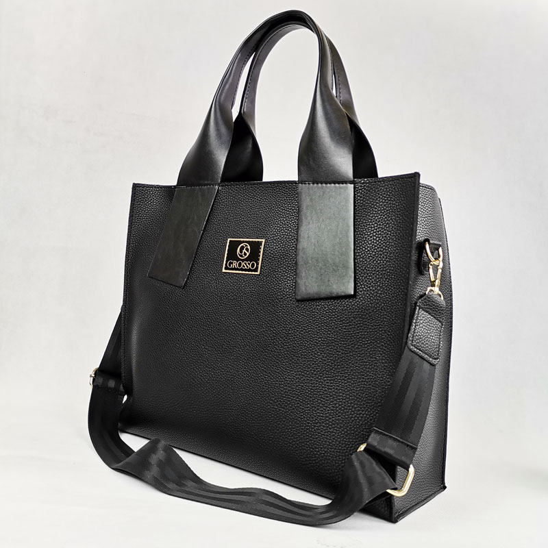 Čierna kabelka na rameno 2v1 GROSSO GS-11B014-blackLESK