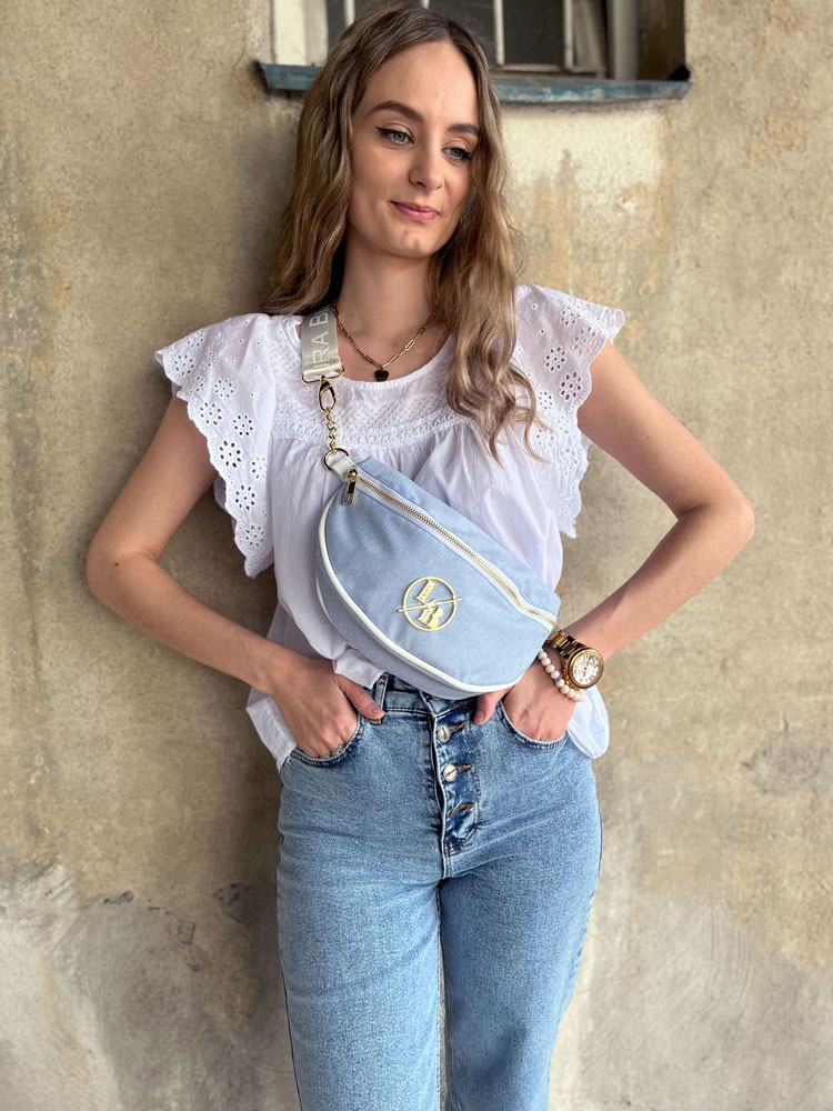 Štýlová crossbody kapsička Laura Biaggi DX-JP72-blue jeans