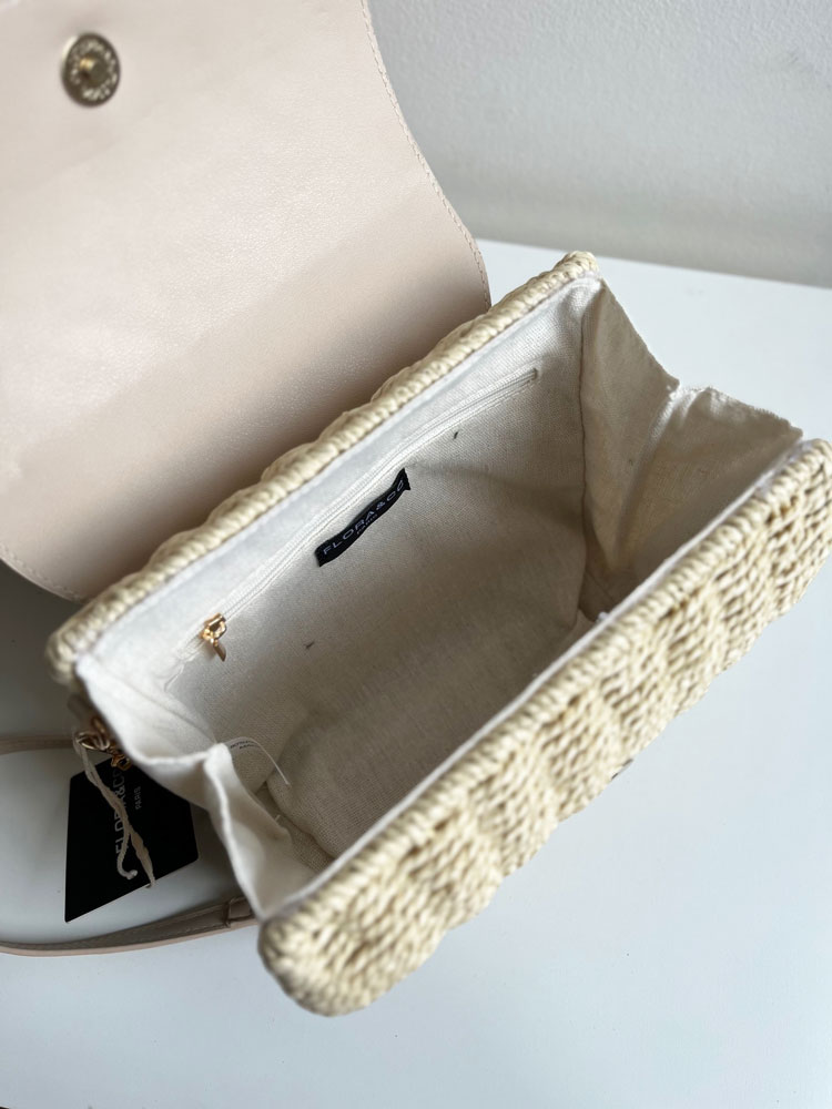 Slamená dámska crossbody kabelka na leto béžová