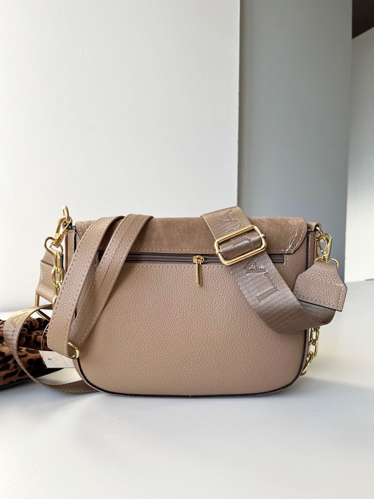 Béžová crossbody kabelka s dvoma ramienkami Laura Biaggi DX-F290-dark beige