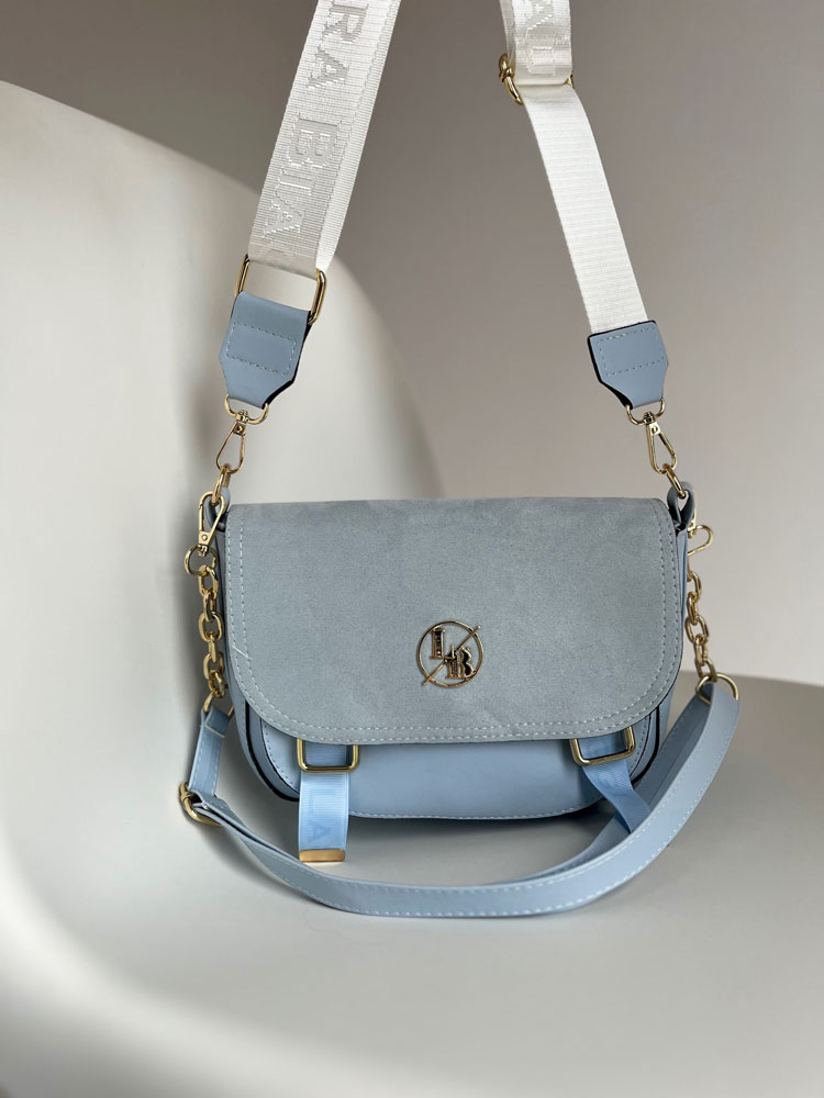 Svetlomodrá crossbody kabelka s dvoma ramienkami Laura Biaggi DX-F290-l.blue