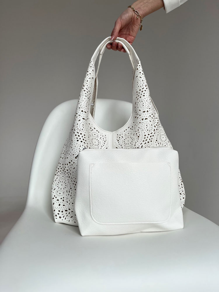 Biela kabelka na rameno 2v1 F-183-white