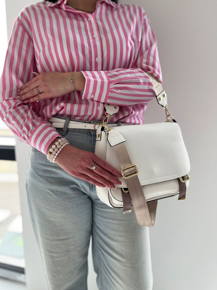 Biela crossbody kabelka Laura Biaggi DX-F235-white/beige
